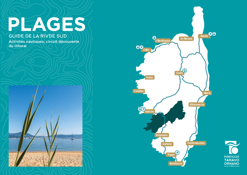 Carte Plages - Guide des plages de Porticcio, Pietrosella et Coti-Chiavari, circuits découverte du littoral (activités nautiques, villages côtiers).